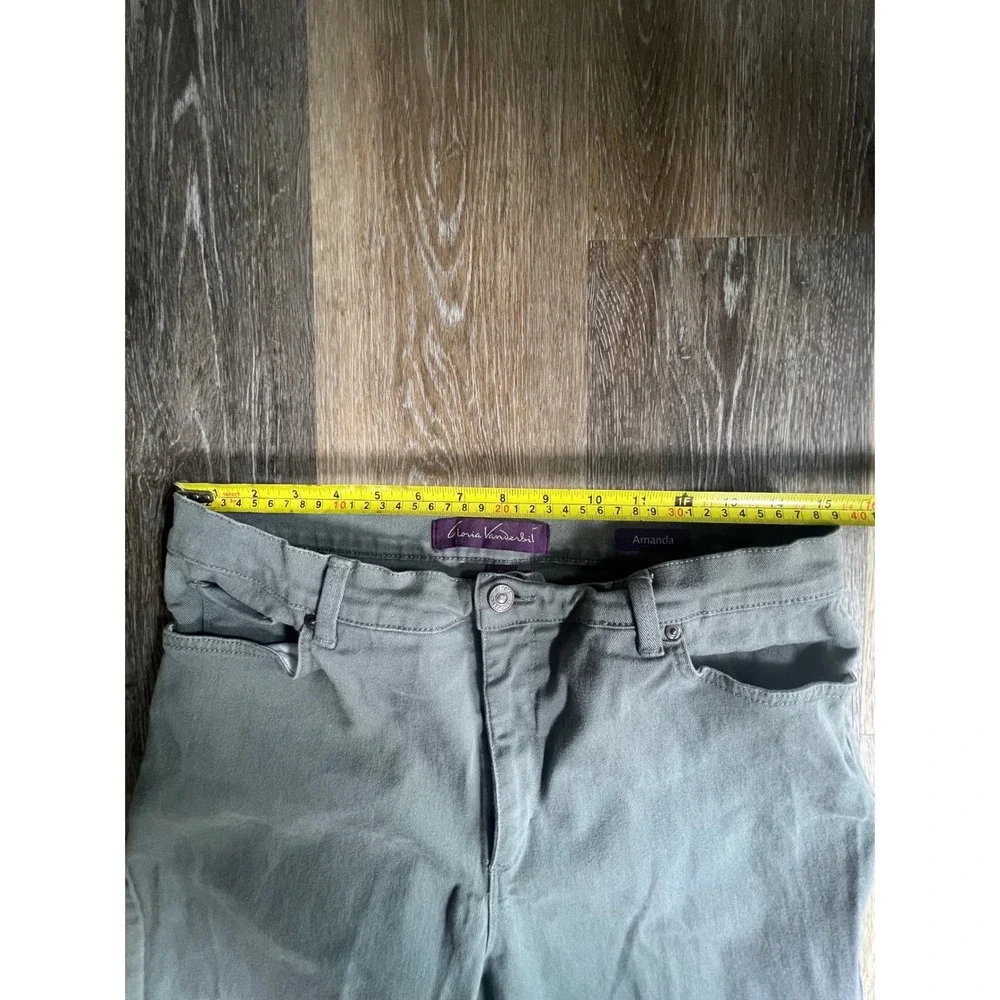 Gloria Vanderbilt Amanda Jeans Women 14 Green Excellent High Rise Tapered Leg
